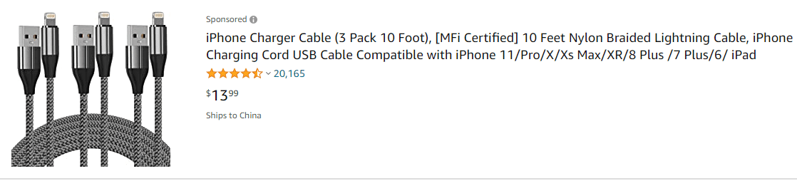 fake mfi certified lightning cable